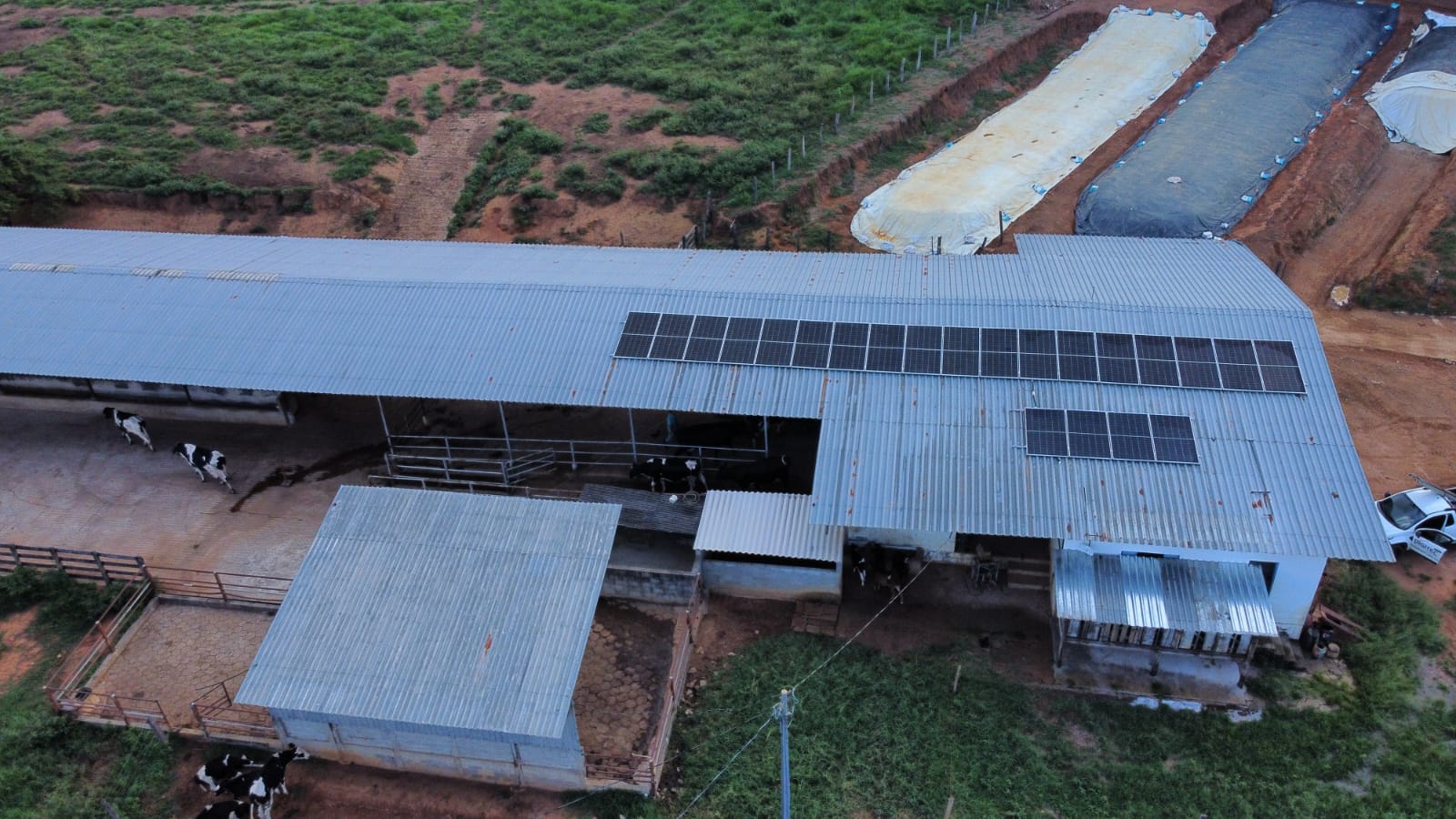 Instalação solar em propriedade rural pecuária